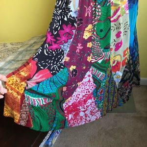 SACRED THREADS patchwork colorful long skirt 1X